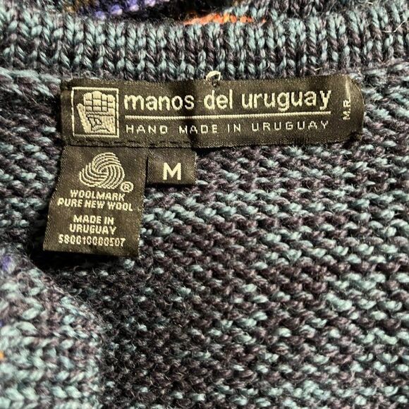 Vintage Manos Del Uruguay Hand Knit 100% Wool Purple Rainbow Sweater Vest sz M - Picture 7 of 7